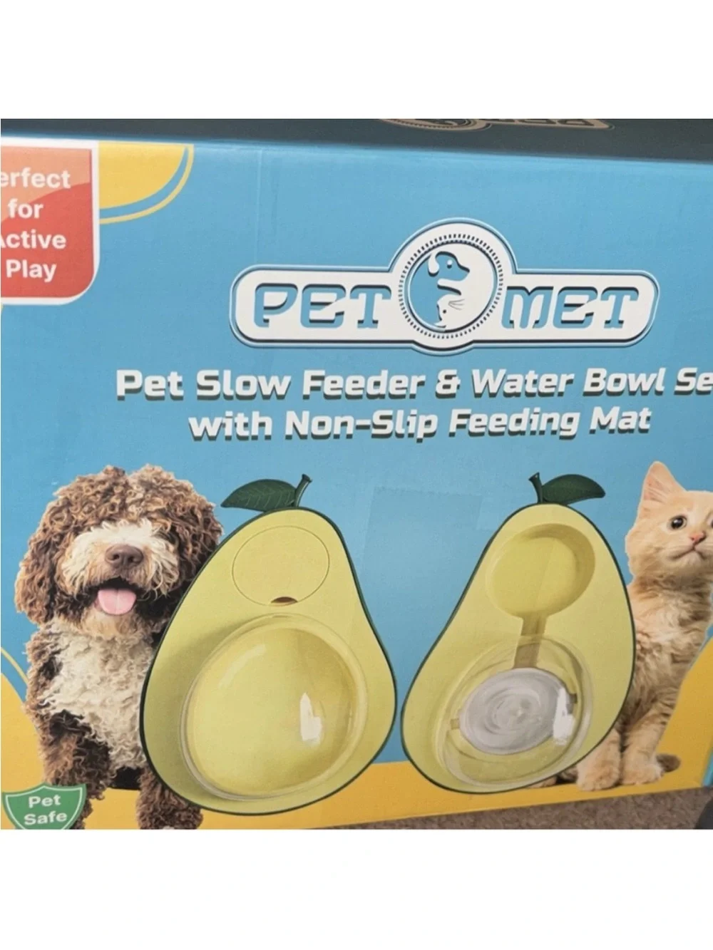 Pet Met Avocado Slow Feeder & Water Bowl Set - Yellow-Green